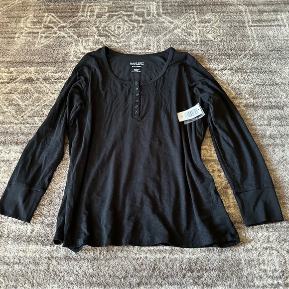 NWT Torrid Super Soft Slub Scoop Neck Long Sleeve Henley Tee 1X - Picture 2 of 7